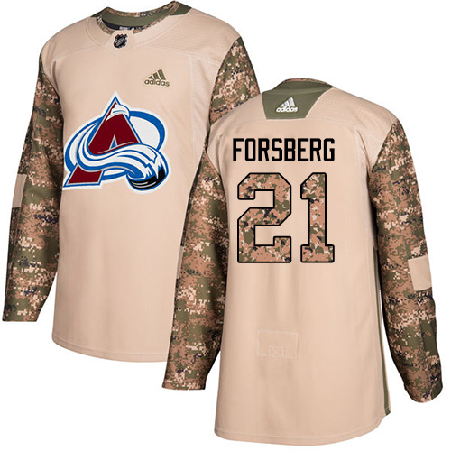 Adidas Avalanche #21 Peter Forsberg Camo Authentic Veterans Day Stitched NHL Jersey